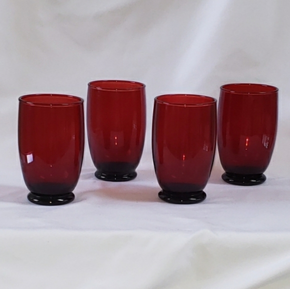 VINTAGE! Set of 4 Ruby Red Glasses - Picture 6 of 7